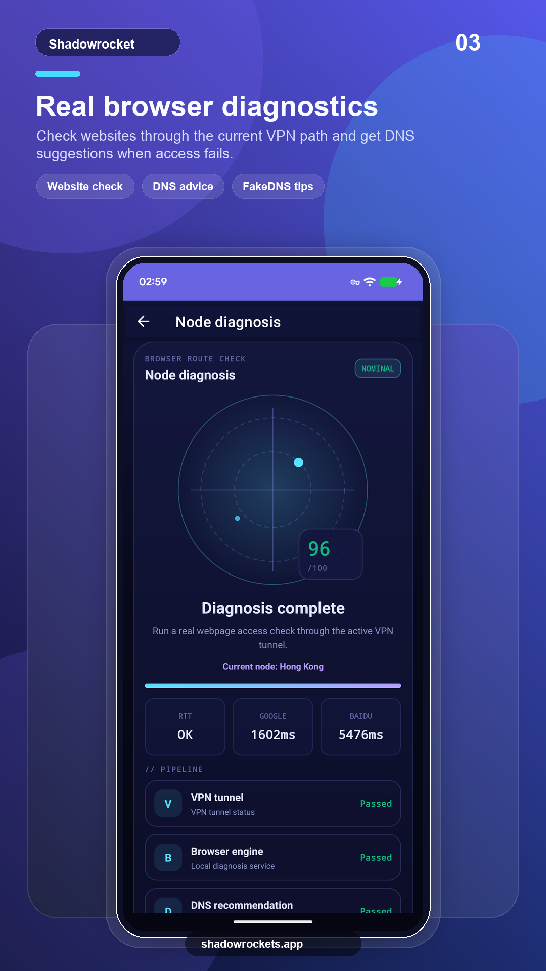 Shadowrockets Android screenshot: Connection controls
